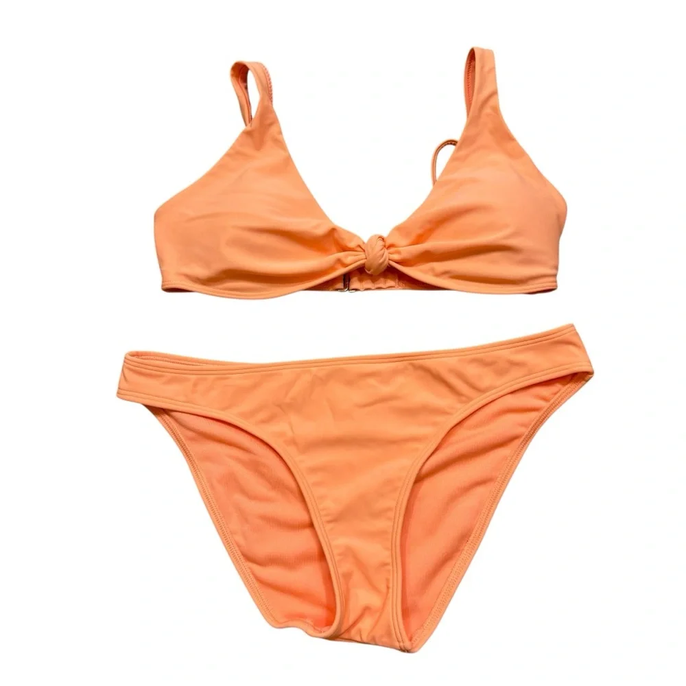 Ladies Hollister Swim Light Orange Textured Bikini‎ Swim Suit Size Small